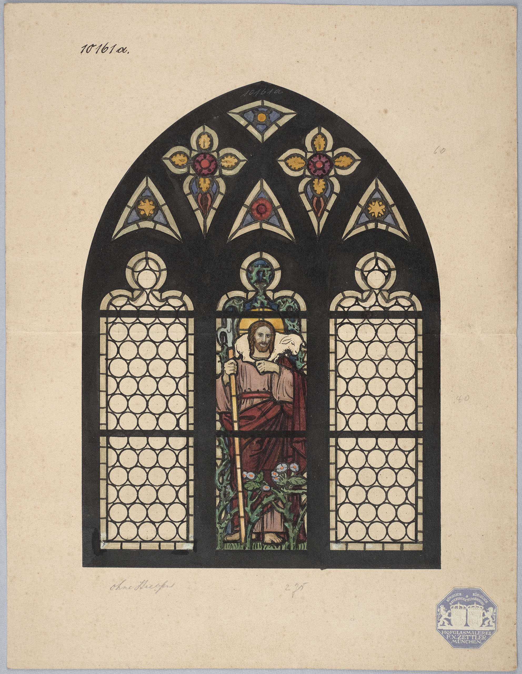 Herz-Jesu-Kirche. Entwurf für ein Glastenster